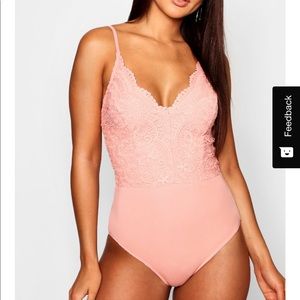 Lace Pink Bodysuit from Booho -  worn once